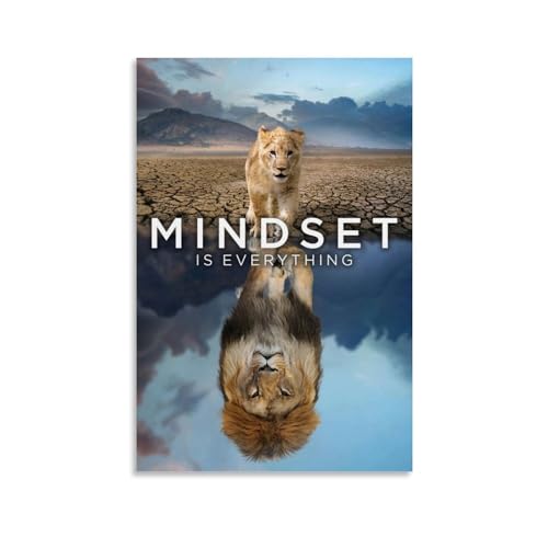 HMNANGDE Mindset Is Everything Lion Poster Dekorative Malerei Leinwand Wandkunst Wohnzimmer Poster Schlafzimmer Malerei,Wandkunst Bilddruck Moderne Familienzimmer Dekor 24x36inch(60x90cm) von HMNANGDE