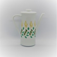 Kpm Krister Germany Kaffeekanne - Vintage Mid Century Modern Design Mit Grünen Blättern Und Gelben Blüten von HMPreloved