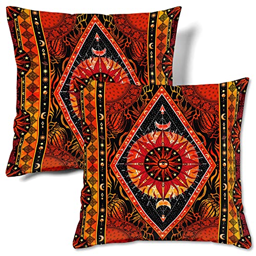 HMS Happy Memories Samt-Kissenbezüge, quadratisch, dekorativ, 45 x 45 cm, 2er-Set für Couch, Sofa, Bett, Wohnzimmer, Schlafzimmer (Boho-Blumenmotiv) von HMS Happy Memories