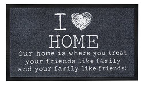 HMT 555550 „I Love Home“ Fußmatte, schmutzabweisend, Polyamid, 45 x 75 cm, anthrazit, 45x75cm von HMT