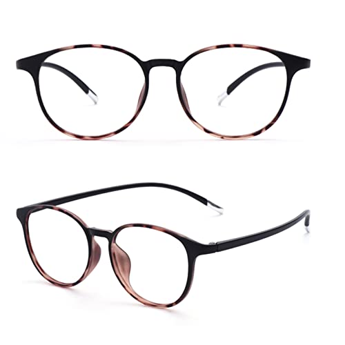 HMTE 2er-Pack Runde Blaulichtblockierende Progressive Multifokus-Lesebrille, modische leichte Computerlesegeräte, Unisex (Color : Purple, Size : 1.0 x) (Tortoise Shell 2.5 x) von HMTE