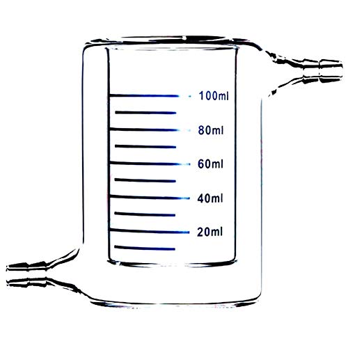 HMTE Lab Supplies 100ml Jacketed Glass Beaker Borosilicate Glass 3.3 Jacket Reaction Flask Laboratory Chemiscal Glassware (Size : 100ml) (100ml) von HMTE