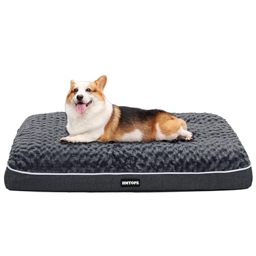 HMTOPE Orthopädisches Hundebett, Hundematte im Doppelstock-Design, Waschbar Hundekissen, Abnehmbar Hundekorb, 90 cm für Kleine bis Mittelgroße Hunde, Dunkelgrau von HMTOPE