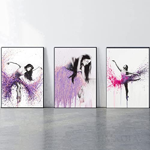HMXQLW Ballett Wandbilder Ballerina Mädchen Bilder kunstdrucke Tanzstudio Deko,Leinwandbilder Poster und Drucke Wandkunst Schlafzimmer Rahmenlos (3X50X70CM,1) von HMXQLW
