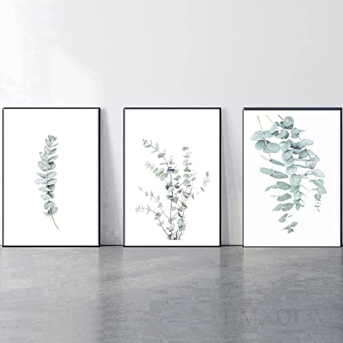 HMXQLW Eukalyptus Blatt Wandbilder Nordic Pflanze Bilder kunstdrucke Wohnzimmer Deko,Leinwandbilder Poster und Drucke Wandkunst Schlafzimmer Rahmenlos (3X60x80cm) von HMXQLW