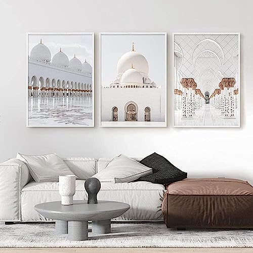 HMXQLW Islamische Moschee Wandbilder Moderne Bilder kunstdrucke Wohnzimmer Deko,Leinwandbilder Poster und Drucke Wandkunst Schlafzimmer Rahmenlos (3X40x50cm) von HMXQLW