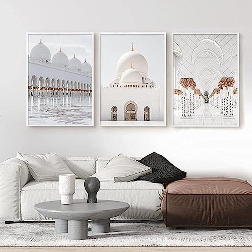 HMXQLW Islamische Moschee Wandbilder Moderne Bilder kunstdrucke Wohnzimmer Deko,Leinwandbilder Poster und Drucke Wandkunst Schlafzimmer Rahmenlos (3X50x70cm) von HMXQLW