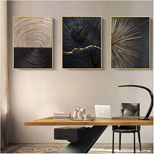 HMXQLW Leinwandbilder Abstrakte Holzmaserung Luxus Minimalistisches Bilder Set Leinwand Malerei Moderne Wandkunst Bilder Wohnzimmer Dekor Kein Rahmen 3er (50X70CM) von HMXQLW