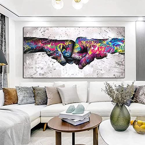 HMXQLW Leinwandbilder Graffiti Justice Faust Hand Bilder Wohnzimmer Bild Deko, Bilderwand Poster Kunstdrucke Malerei für Korridor Schlafzimmer Wohnzimmer Dekoration Rahmenlos (60X120CM) von HMXQLW