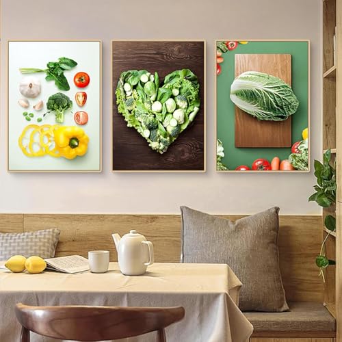 HMXQLW Modern Wandbilde Gewürze Gemüse Essen Bilder kunstdrucke Küche Deko,Leinwandbilder Poster und Drucke Wandkunst Schlafzimmer Rahmenlos (3X30X50CM,B) von HMXQLW