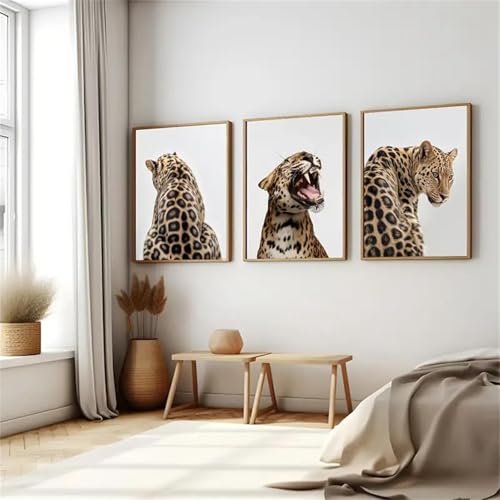 HMXQLW Moderne Wildtiere Wandbilder Leopard Bilder kunstdrucke Wohnzimmer Deko,Leinwandbilder Poster und Drucke Wandkunst Schlafzimmer Rahmenlos (3X40X60CM) von HMXQLW