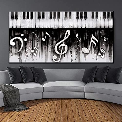 HMXQLW Modernes Wandkunstbild Abstraktes Noir Klavier Musikinstrumente Poster Bilder Musik Klassenzimmer Deko, Leinwand Bilder Poster und Drucke Wandkunst Malerei Rahmenlos (30X60CM) von HMXQLW