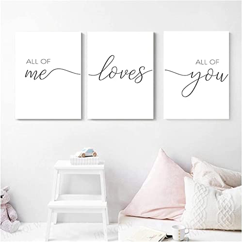 HMXQLW Nordic Wandbilder All of Me Loves All of You Bilder kunstdrucke Kinderzimmer Deko,Leinwandbilder Poster und Drucke Wandkunst Schlafzimmer Rahmenlos (3X30x40cm) von HMXQLW