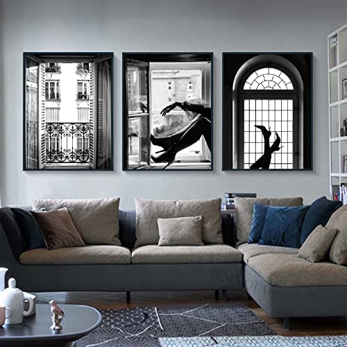 HMXQLW Schwarz Weiß Bilder 3er Set Leinwandbilder Modern Poster für Wohnzimmer Schlafzimmer Deko Kunst Malerei Kein Rahmen (High Heels,30X40CM) von HMXQLW