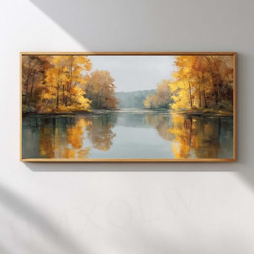 Leinwandbilder Herbst Wald Baum Natur Landschaft Poster Kunstdrucke Deko Ohne Rahmen,für Schlafzimmer Wohnzimmer Wohnung Wanddeko Rahmenlos (40X80CM,A) von HMXQLW
