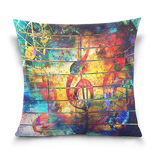 HMZXZ Kissenbezug 40x40cm Abstrakt Musik-al Notes Violine Holz Dekorative quadratische Kissenbezüge Kissenhüller für Couch Sofa Schlafzimmer Wohnzimmer von HMZXZ