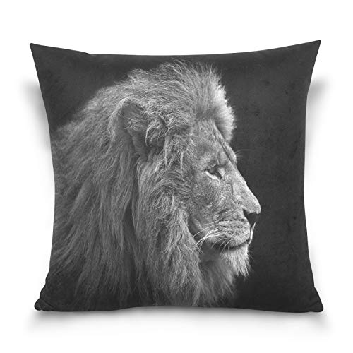 HMZXZ Kissenbezug 50x50cm Schwarz Weiß Afrikanisch Löwe Kunstmalerei Dekorative quadratische Kissenbezüge Kissenhüller für Couch Sofa Schlafzimmer Wohnzimmer von HMZXZ