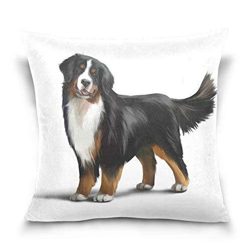 HMZXZ Kissenbezug 50x50cm Tier Hund Aquarell Zeichnung Dekorative quadratische Kissenbezüge Kissenhüller für Couch Sofa Schlafzimmer Wohnzimmer von HMZXZ