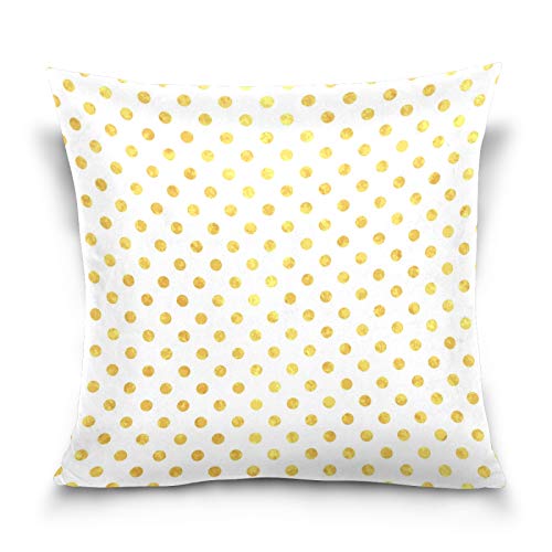 HMZXZ Kissenbezug 50x50cm geometrisch Golden Polka Punkt Muster Dekorative quadratische Kissenbezüge Kissenhüller für Couch Sofa Schlafzimmer Wohnzimmer von HMZXZ