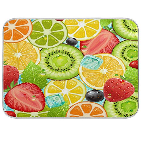 HMZXZ Mikrofaser Geschirrtrocknungsmatte für Küche Zähler 45.7x60.9cm Sommer- Obst Erdbeere KirschblüteZitrone Trockenmatte Saugfähig Geschirr Pad Abtropfmatte Abtropfgestell Protector Pad HMZXZ Mikrofaser Geschirrtrocknungsmatte für Küche Zähler 45.7x60.9cm Sommer- Obst Erdbeere KirschblüteZitrone Trockenmatte Saugfähig Geschirr Pad Abtropfmatte Abtropfgestell Protector Pad von HMZXZ