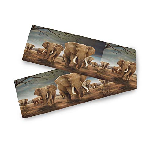 HMZXZ Tischläufer Afrika Tierwelt Elefant Table Runner Tischdecke Deckel für Hochzeit Party Familie Küche Decor, 13x90 inch von HMZXZ