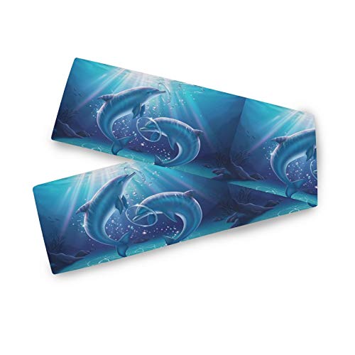 HMZXZ Tischläufer Ozean Delfin Drucken Table Runner Tischdecke Deckel für Hochzeit Party Familie Küche Decor, 13x90 inch von HMZXZ