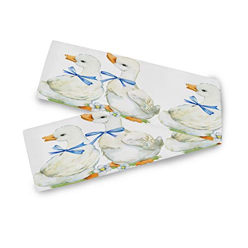 HMZXZ Tischläufer Süß Tier Ente Blume Table Runner Tischdecke Deckel für Hochzeit Party Familie Küche Decor, 13x90 inch von HMZXZ