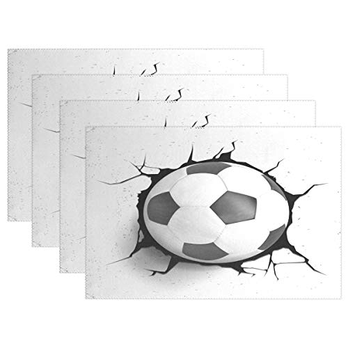 HMZXZ Tischsets von 1, Sport Fußball Ball Textur Platzsets Essen Tabelle Matten Hitze Beständig Dauerhaft Waschbar für Zuhause Küche von HMZXZ
