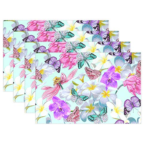 HMZXZ Tischsets von 1, Vogel Schmetterling Blume Platzsets Essen Tabelle Matten Hitze Beständig Dauerhaft Waschbar für Zuhause Küche von HMZXZ