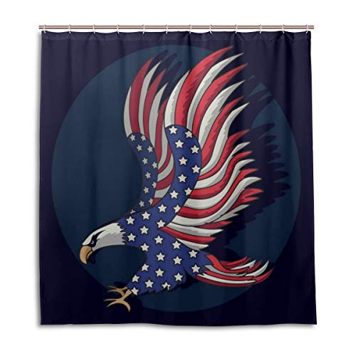 N/E Adler Flagge USA Duschvorhang, Beständig Wasserdicht Polyester Stoff Bad Vorhang Zubehör 12 Haken 66x72 Zoll Zuhause Dekor von HMZXZ