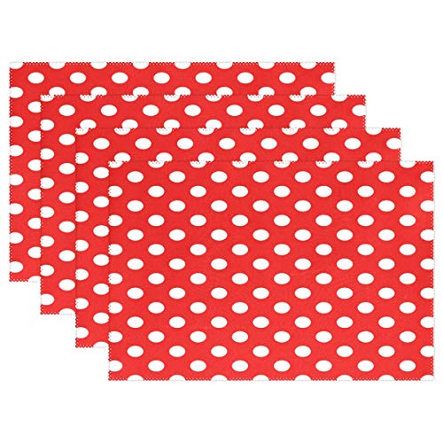 RXYY Tischsets von 6, Geometrisch Textur Rot Polka Punkt Platzsets Essen Tabelle Matten Hitze Beständig Dauerhaft Waschbar für Zuhause Küche RXYY Tischsets von 6, Geometrisch Textur Rot Polka Punkt Platzsets Essen Tabelle Matten Hitze Beständig Dauerhaft Waschbar für Zuhause Küche von HMZXZ