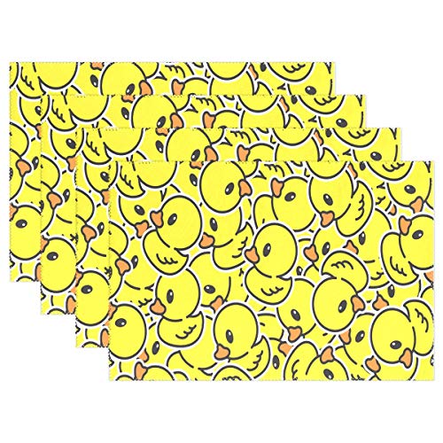 RXYY Tischsets von 6, Karikatur Gelb Enten Platzsets Essen Tabelle Matten Hitze Beständig Dauerhaft Waschbar für Zuhause Küche von HMZXZ