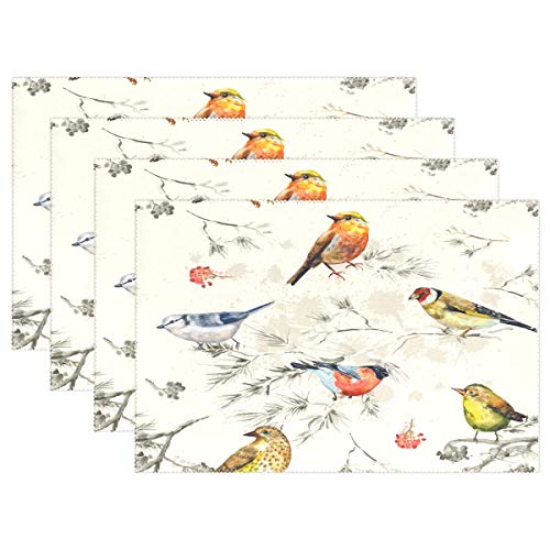 RXYY Tischsets von 6, Retro Frühling Sommer- Vogels Platzsets Essen Tabelle Matten Hitze Beständig Dauerhaft Waschbar für Zuhause Küche RXYY Tischsets von 6, Retro Frühling Sommer- Vogels Platzsets Essen Tabelle Matten Hitze Beständig Dauerhaft Waschbar für Zuhause Küche von HMZXZ