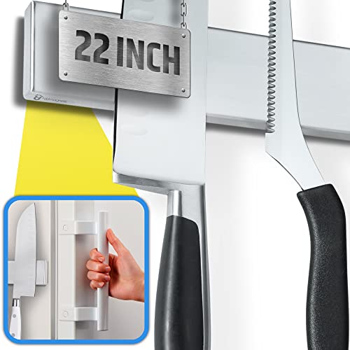 Magnetischer Messerhalter für den Kühlschrank mit Anti-Rutsch-Upgrade – 55,9 cm professioneller doppelseitiger Messerstreifen für Kühlschrank – Messerständer/Messerstange mit starker Zugkraft von HMmagnets