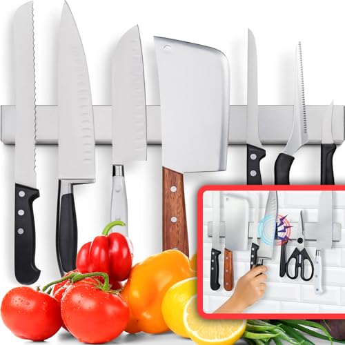 Premium 43cm Magnetleiste Messer für Wand - Extra Starker Messerhalter Magnetisch - Platzsparende Messerleiste Magnetisch Mit Starker Zugkraft (Aktualisierte Version) von HMmagnets