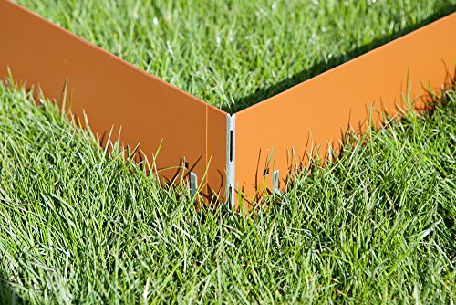 Ecke für Rasenkante Metall - Passend zu unseren 120cm langen Rasenkanten -2er Set Ecke für Beeteinfassung Metall - Höhe 13,5 cm - Ideal für Garten Beeteinfassung & Wegbegrenzung - Feuerverzinkt, braun von HN Kernstützen Metallwaren
