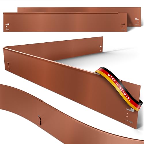 Rasenkante, Beeteinfassung und Wegbegrenzung Metall feuerverzinkt 70x13,5cm, Farbe :Braun, Verlegelänge :5er Set (3.25 m) von HN Kernstützen Metallwaren