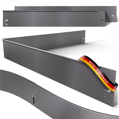 Rasenkante, Beeteinfassung und Wegbegrenzung Metall feuerverzinkt 70x13,5cm, Farbe :Grau, Verlegelänge :3er Set (1.95 m) von HN Kernstützen Metallwaren