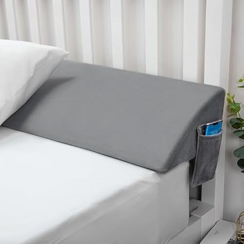 Bettkeil Lückenfüller, Bettkeilkissen Für Kopfteil, Lang Lesekissen，Kopfteilkissen, Bettlückenfüller, Kopfteil-Keilkissen, Schickes Jacquard-Samt-Kissen Für Kopfteil(99x25x15cm,Grey) von HNBCYRND