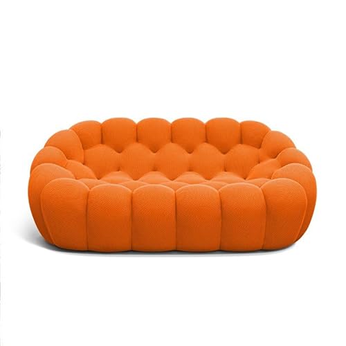 HNBCYRND Bubble Curved Loveseat Couch Memory Foam Bubble Bodensofa Rundes Lazy Floor Sofa Charakter-Sitzsäcke ausgefallene Möbel für das Wohnzimmer(Size:3seat 240×120×75cm,Color:Orange) von HNBCYRND