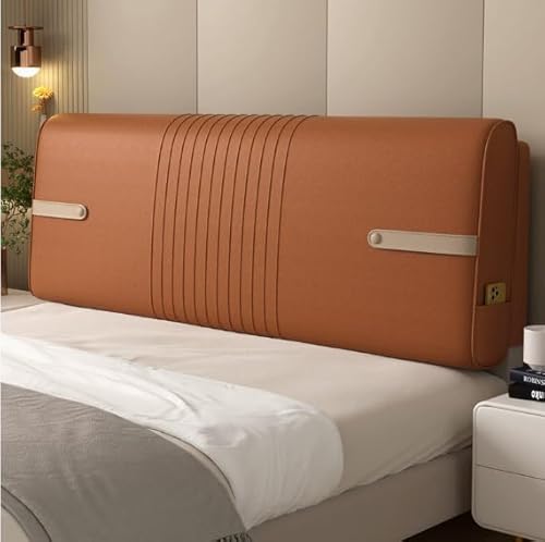HNBCYRND Kissen Lesen Bett Kopfteil Abdeckungen, Technologie Stoffbett Back Ausfall Kissen Staubschutzschutzhilfe Für Gepolstertes Kopfteil Staubdicht(Paste 120 ×60×10cm,Orange) von HNBCYRND