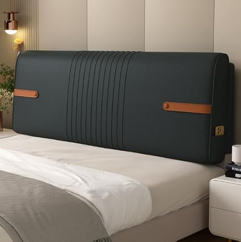HNBCYRND Kissen Lesen Bett Kopfteil Abdeckungen, Technologie Stoffbett Back Ausfall Kissen Staubschutzschutzhilfe Für Gepolstertes Kopfteil Staubdicht(Paste 200 ×60×10cm,Black) von HNBCYRND