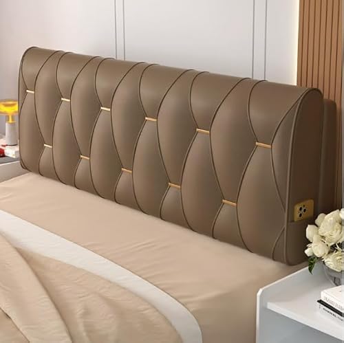 HNBCYRND Kissen Lesen Bett Kopfteil Abdeckungen, Technologie Stoffbett Back Ausfall Kissen Staubschutzschutzhilfe Für Gepolstertes Kopfteil Staubdicht(Paste 200 ×60×10cm,Coffee) von HNBCYRND