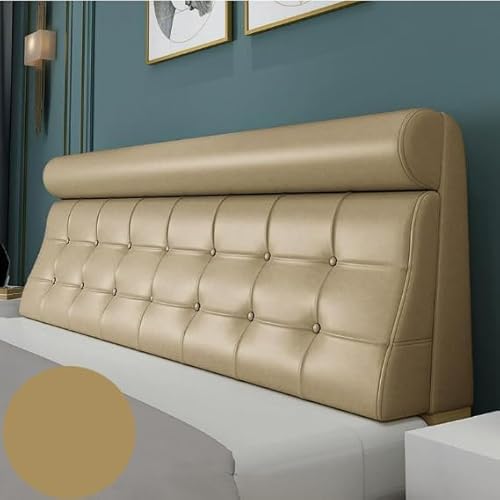 HNBCYRND Kissen Lesen Bett Kopfteil Abdeckungen, Technologie Stoffbett Back Ausfall Kissen Staubschutzschutzhilfe Für Gepolstertes Kopfteil Staubdicht(Straps 120 ×60×10cm,Khaki) von HNBCYRND
