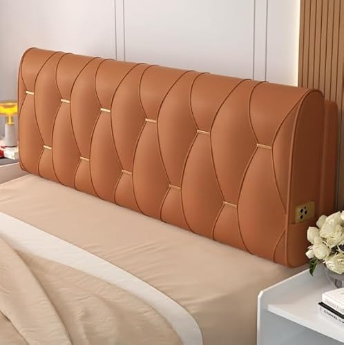 HNBCYRND Kissen Lesen Bett Kopfteil Abdeckungen, Technologie Stoffbett Back Ausfall Kissen Staubschutzschutzhilfe Für Gepolstertes Kopfteil Staubdicht(Straps 120 ×60×10cm,Orange) von HNBCYRND