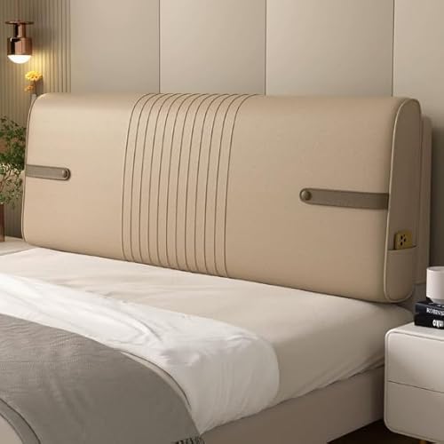 HNBCYRND Kissen Lesen Bett Kopfteil Abdeckungen, Technologie Stoffbett Back Ausfall Kissen Staubschutzschutzhilfe Für Gepolstertes Kopfteil Staubdicht(Straps 180 ×60×10cm,Khaki) von HNBCYRND