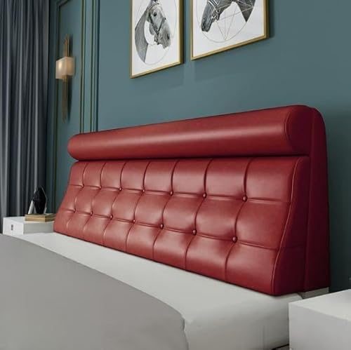 HNBCYRND Kissen Lesen Bett Kopfteil Abdeckungen, Technologie Stoffbett Back Ausfall Kissen Staubschutzschutzhilfe Für Gepolstertes Kopfteil Staubdicht(Straps 190 ×60×10cm,Dark red) von HNBCYRND