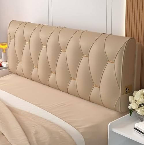 HNBCYRND Kissen Lesen Bett Kopfteil Abdeckungen, Technologie Stoffbett Back Ausfall Kissen Staubschutzschutzhilfe Für Gepolstertes Kopfteil Staubdicht(Straps 200 ×60×10cm,Khaki) von HNBCYRND