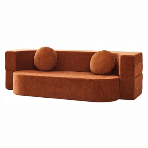 HNBCYRND Kompressionssofa umbaubares Schlafsofa Zweisitzer Cord-Matratze ausklappbar Bequeme Lounge fürs Wohnzimmer funktionaler Memory-Schaum mit Armlehnen Couch für kleine Räume(150cm/59in,Orange) HNBCYRND Kompressionssofa umbaubares Schlafsofa Zweisitzer Cord-Matratze ausklappbar Bequeme Lounge fürs Wohnzimmer funktionaler Memory-Schaum mit Armlehnen Couch für kleine Räume(150cm/59in,Orange) von HNBCYRND