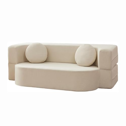 HNBCYRND Kompressionssofa umbaubares Schlafsofa Zweisitzer Cord-Matratze ausklappbar Bequeme Lounge fürs Wohnzimmer funktionaler Memory-Schaum mit Armlehnen Couch für kleine Räume(180cm/70in,Cream) HNBCYRND Kompressionssofa umbaubares Schlafsofa Zweisitzer Cord-Matratze ausklappbar Bequeme Lounge fürs Wohnzimmer funktionaler Memory-Schaum mit Armlehnen Couch für kleine Räume(180cm/70in,Cream) von HNBCYRND